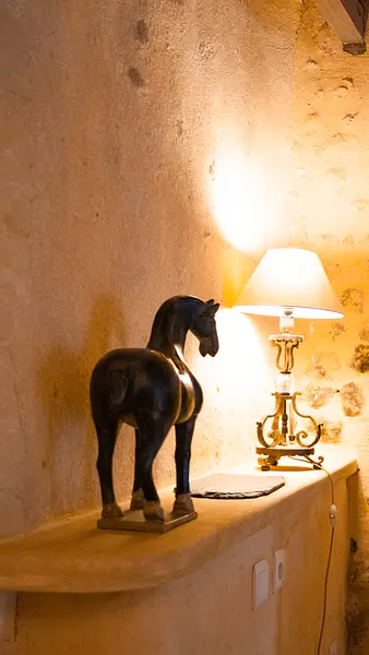Grange - horse sculpture and light